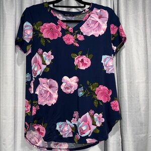 Floral V-Neck Short Sleeve Top